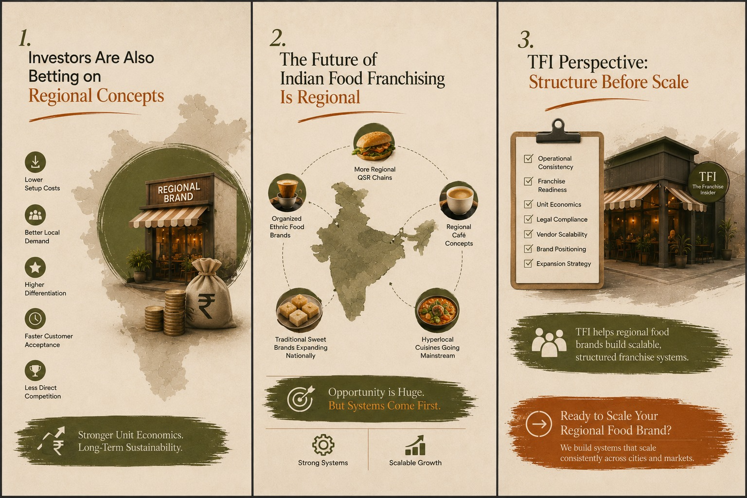 More regional QSR chains Organized ethnic food brands Regional café concepts Traditional sweet brands expanding nationally